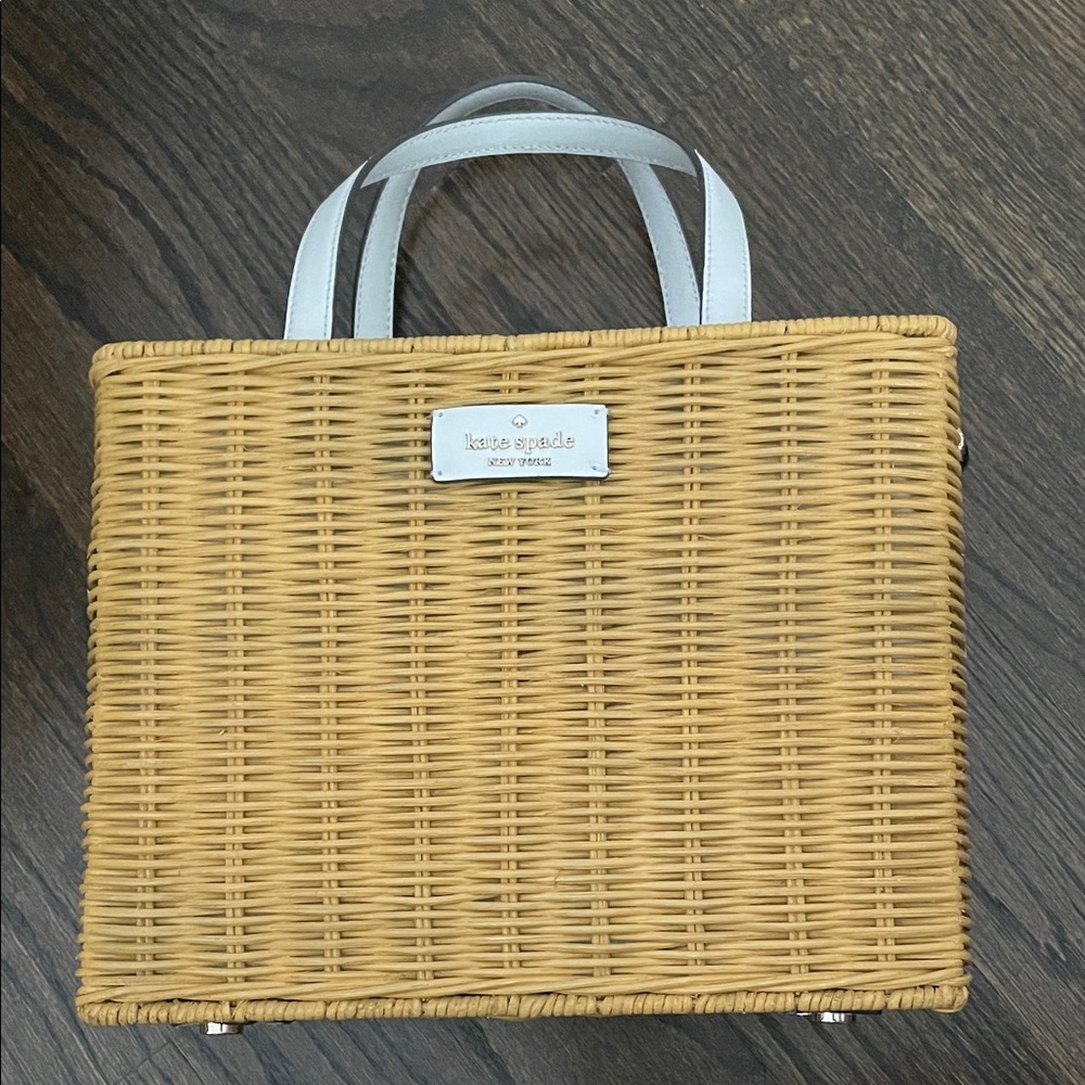 Kate Spade Woven Tan and White Tote